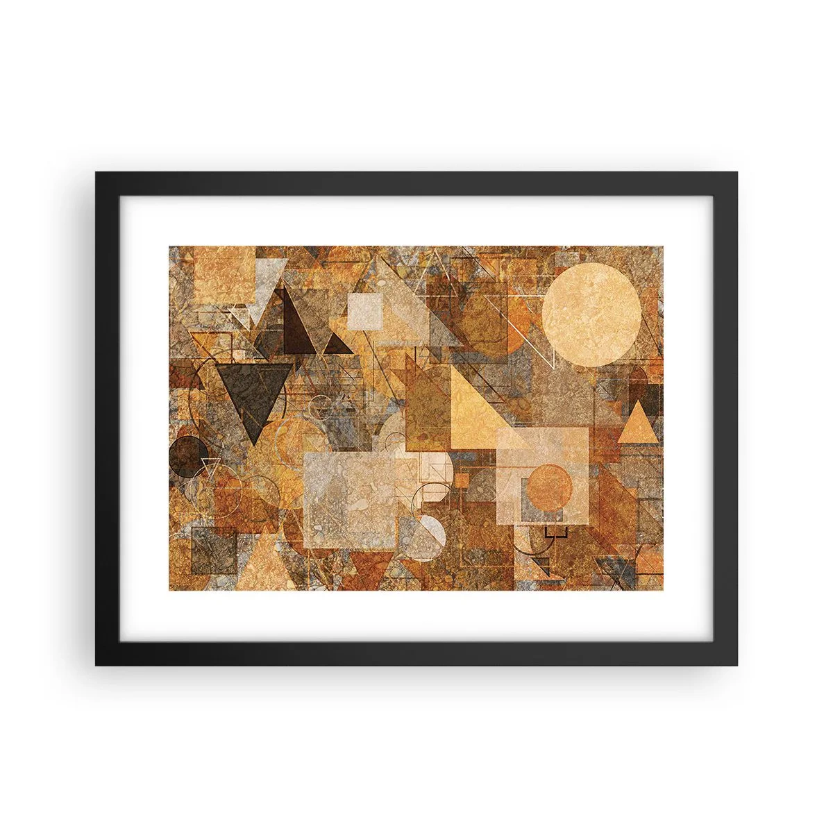 Affiche dans un cadre noir - Poster - Étude cubique de marron - 40x30 cm