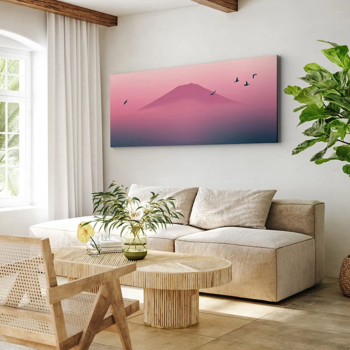 Impression sur toile - Image sur toile - Des pèlerins au dessus des nuages - 100x40 cm