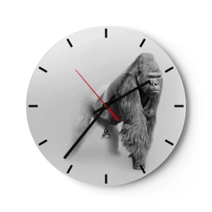 Horloge murale - Pendule murale - Portrait d'un gorille majestueux sur fond neutre - 30x30cm - Confiant en sa force - Décoration murale moderne pour le salon, la cuisine et la chambre ARTTOR