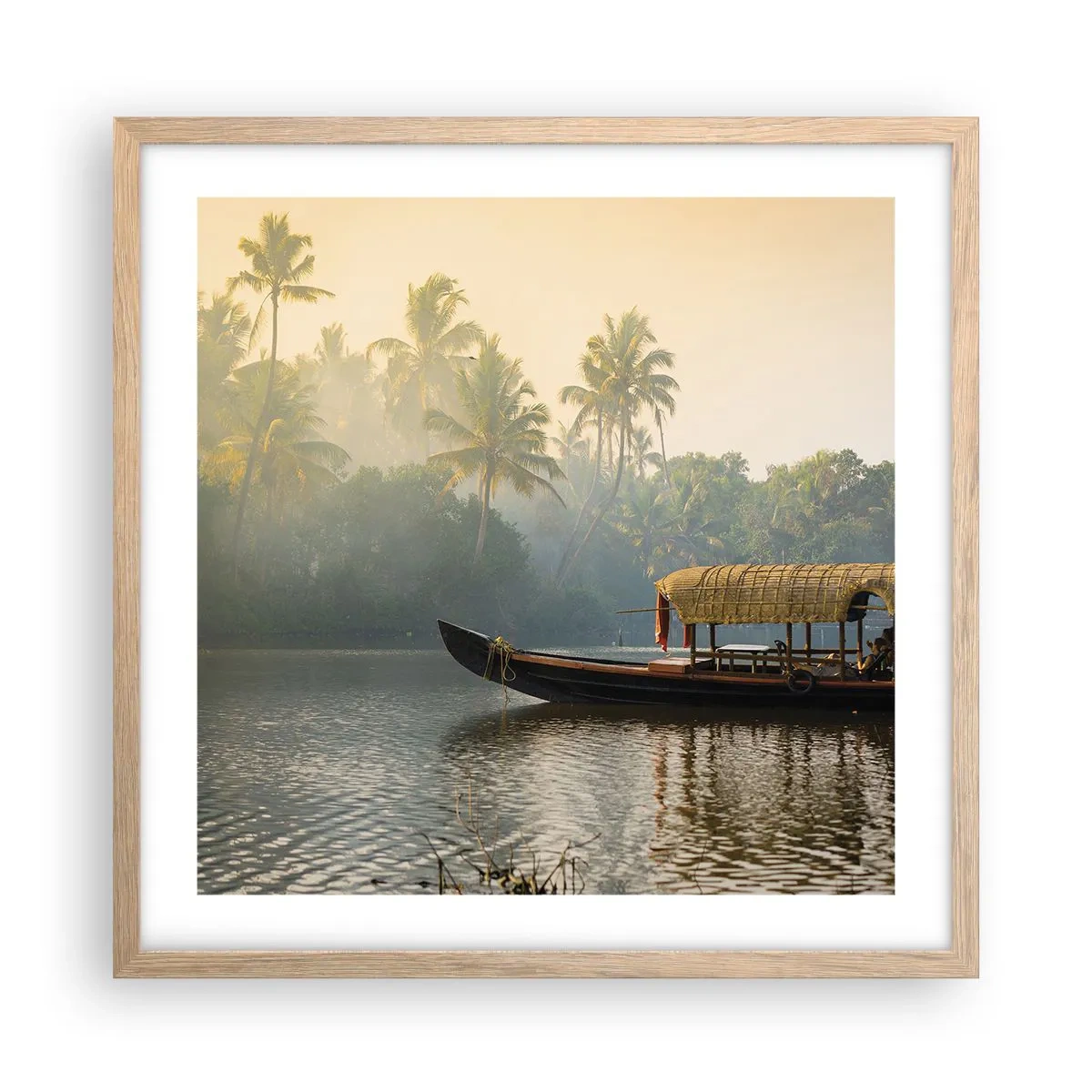 Affiche dans un chêne clair - Poster - Maison sur la rivière - 50x50 cm