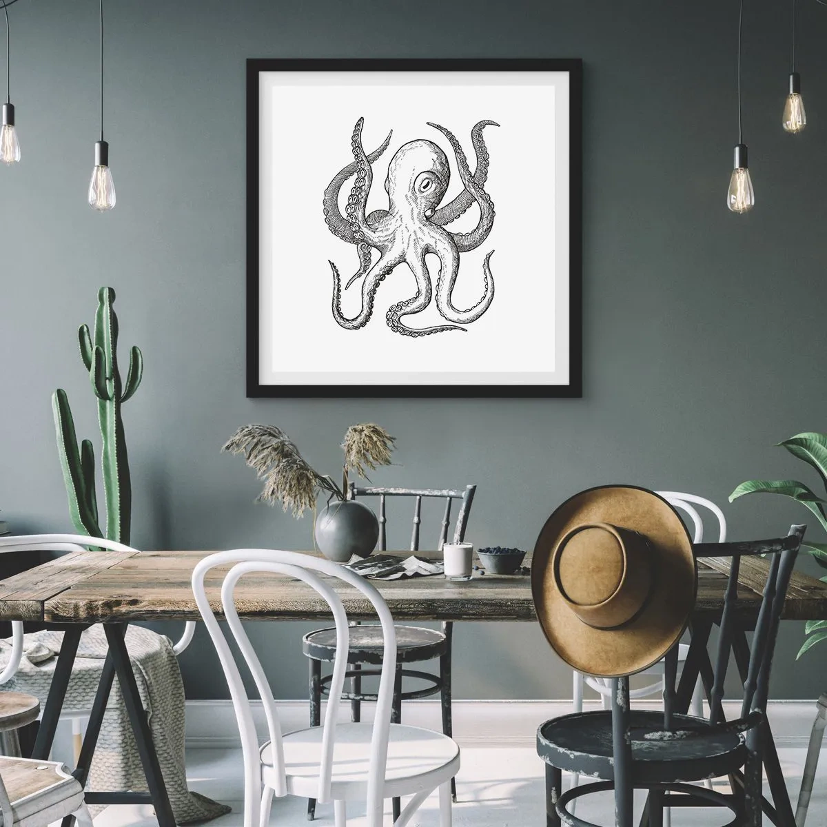 Affiche dans un cadre noir - Poster - Dansant avec les vagues - 50x50 cm