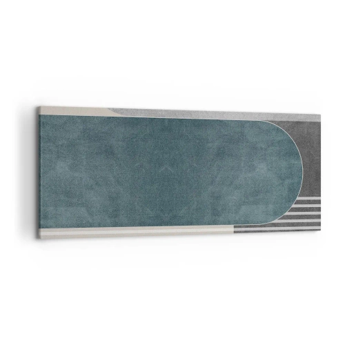 Impression sur toile - Image sur toile - Abstraction géométrique dans les tons de gris et de vert - 120x50cm - Composition de niveaux - Décoration murale moderne pour le salon et la chambre ARTTOR