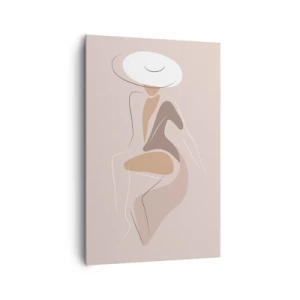 Impression sur toile - Image sur toile - Silhouette minimaliste d'une femme portant un chapeau - 80x120cm - Être une dame - Décoration murale moderne pour le salon et la chambre ARTTOR