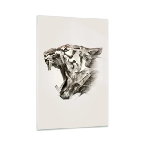Impression sur verre - Image sur verre - Image abstraite d'un tigre dans des tons beiges - 80x120cm - Vous savez déjà qui est en charge - Décoration murale moderne pour le salon et la chambre ARTTOR