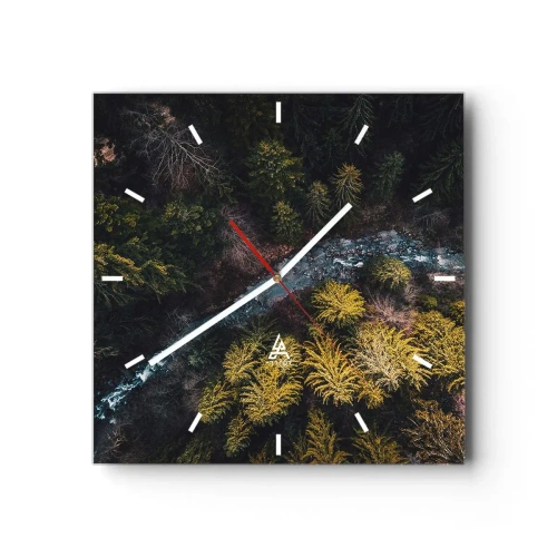 Horloge murale - Pendule murale - Vue d'en haut d'une forêt avec une rivière sinueuse - 30x30cm - De plus en plus vite - Décoration murale moderne pour le salon et la chambre ARTTOR
