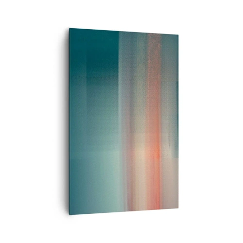 Impression sur toile - Image sur toile - Un coucher de soleil aux tons pastel sur un horizon calme - 80x120cm - Résumé : vagues de lumière - Décoration murale moderne pour le salon et la chambre ARTTOR