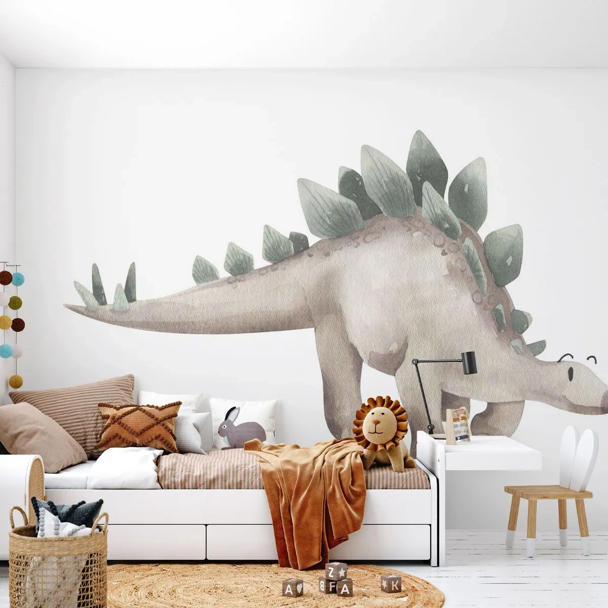 Papier Peint Photo Premium Canvas - Votre ami - Dinosaure, Enfants, stégosaure - 350x256 cm
