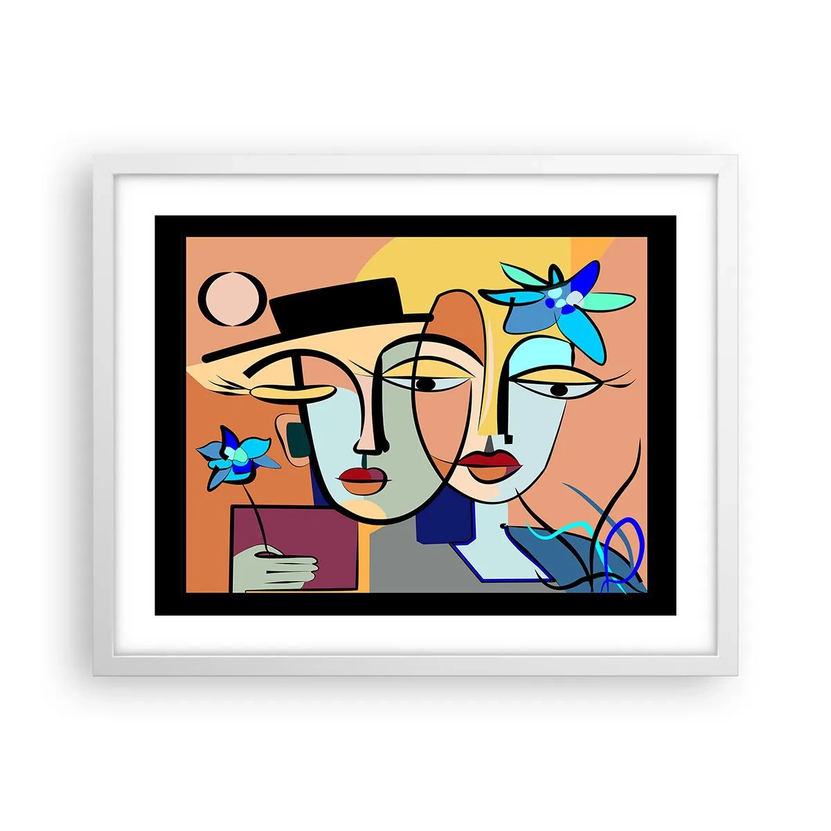 Affiche dans un cadre blanc - Poster - Le Rendez-vous de Picasso - 50x40 cm