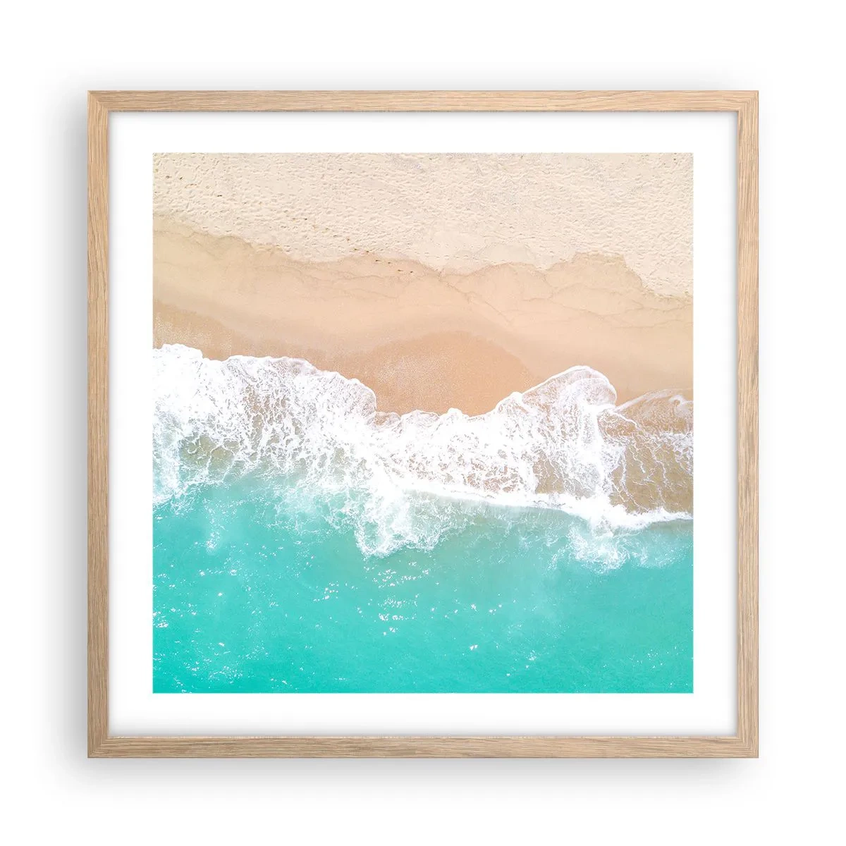 Affiche dans un chêne clair - Poster - Caresse de l'océan - 50x50 cm