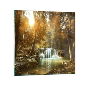 Impression sur verre - Image sur verre - Cascade du parc - 40x40 cm