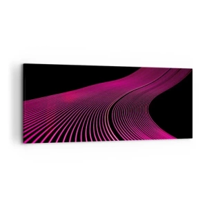 Impression sur toile - Image sur toile - Lignes futuristes dans des tons de rose sur fond noir - 120x50cm - Avenue de lumière - Décoration murale moderne pour le salon et la chambre ARTTOR