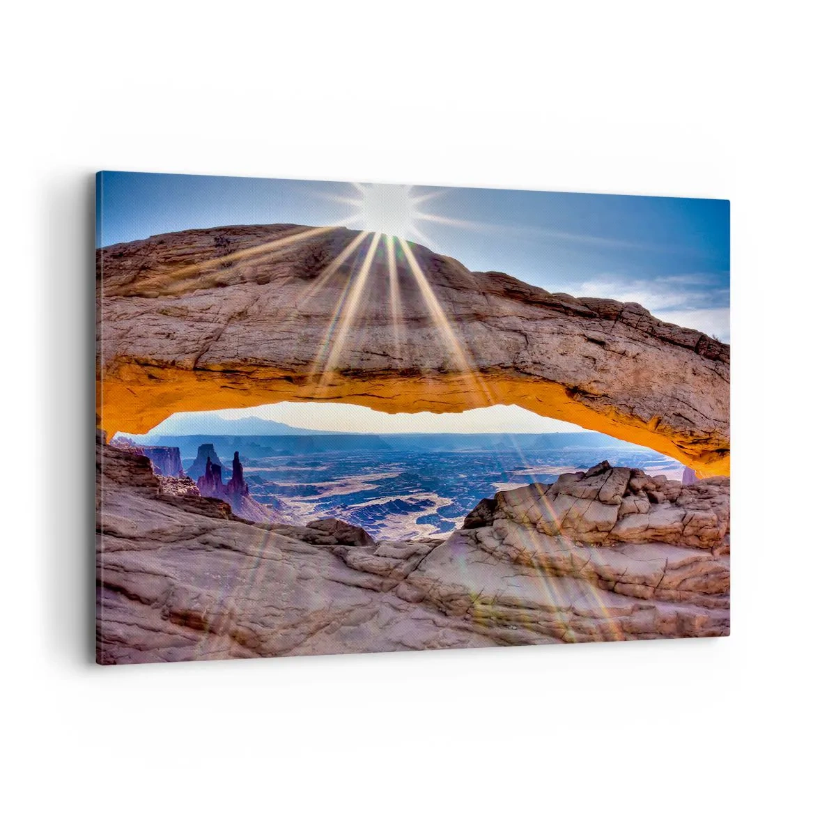 Impression sur toile - Image sur toile - Arche rocheuse surplombant le canyon au lever du soleil - 120x80cm - Par la porte rocheuse - Décoration murale moderne pour le salon et la chambre ARTTOR