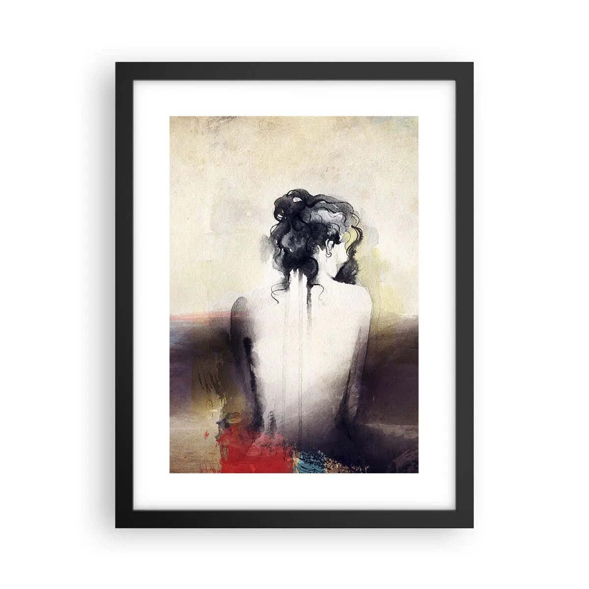 Affiche dans un cadre noir - Poster - Lignes lisses, formes ovales - 30x40 cm