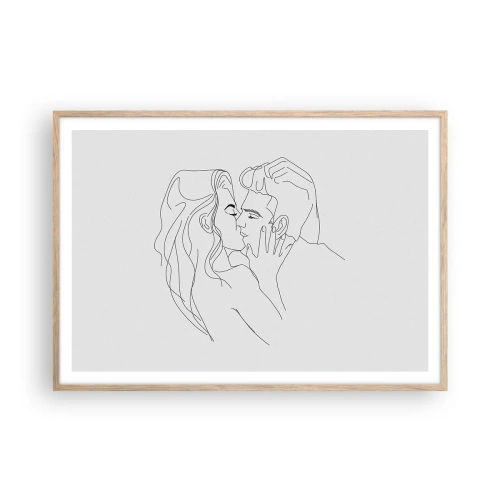 Affiche dans un chêne clair - Poster - La même ligne - 100x70 cm