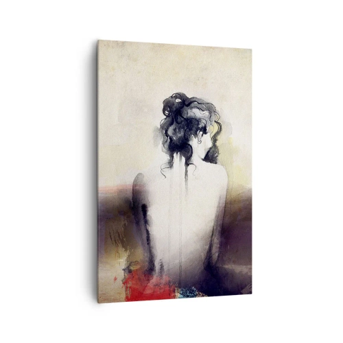 Impression sur toile - Image sur toile - Un portrait subtil d'une femme dans un style artistique - 80x120cm - Lignes lisses, formes ovales - Décoration murale moderne pour le salon et la chambre ARTTOR