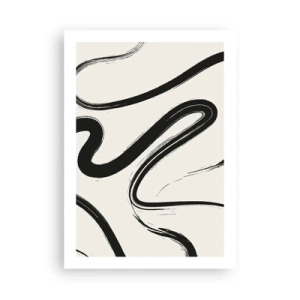 Affiche - Poster - Lignes noires abstraites sur fond clair - 50x70cm - Fantaisie en noir et blanc - Décoration murale moderne pour le salon et la chambre ARTTOR