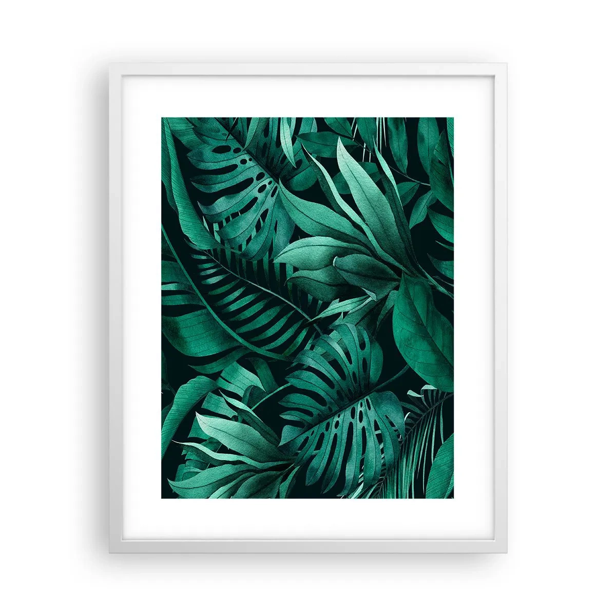 Affiche dans un cadre blanc - Poster - Profondeur du vert tropical - 40x50 cm