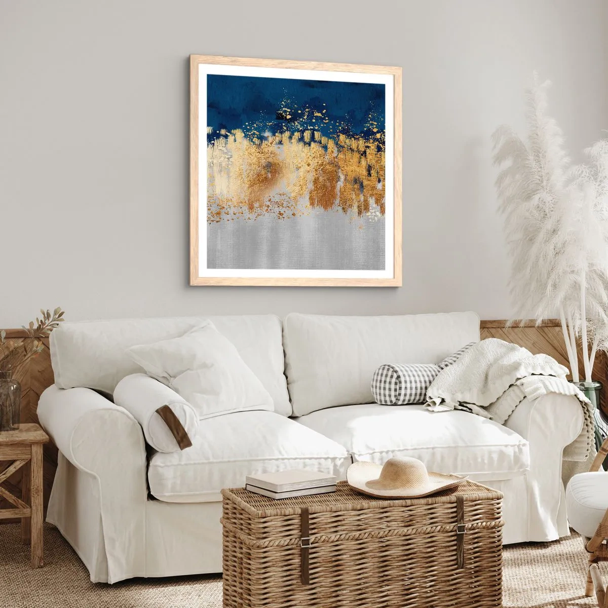 Affiche dans un chêne clair - Poster - Une composition moderne et pétillante - 30x30 cm