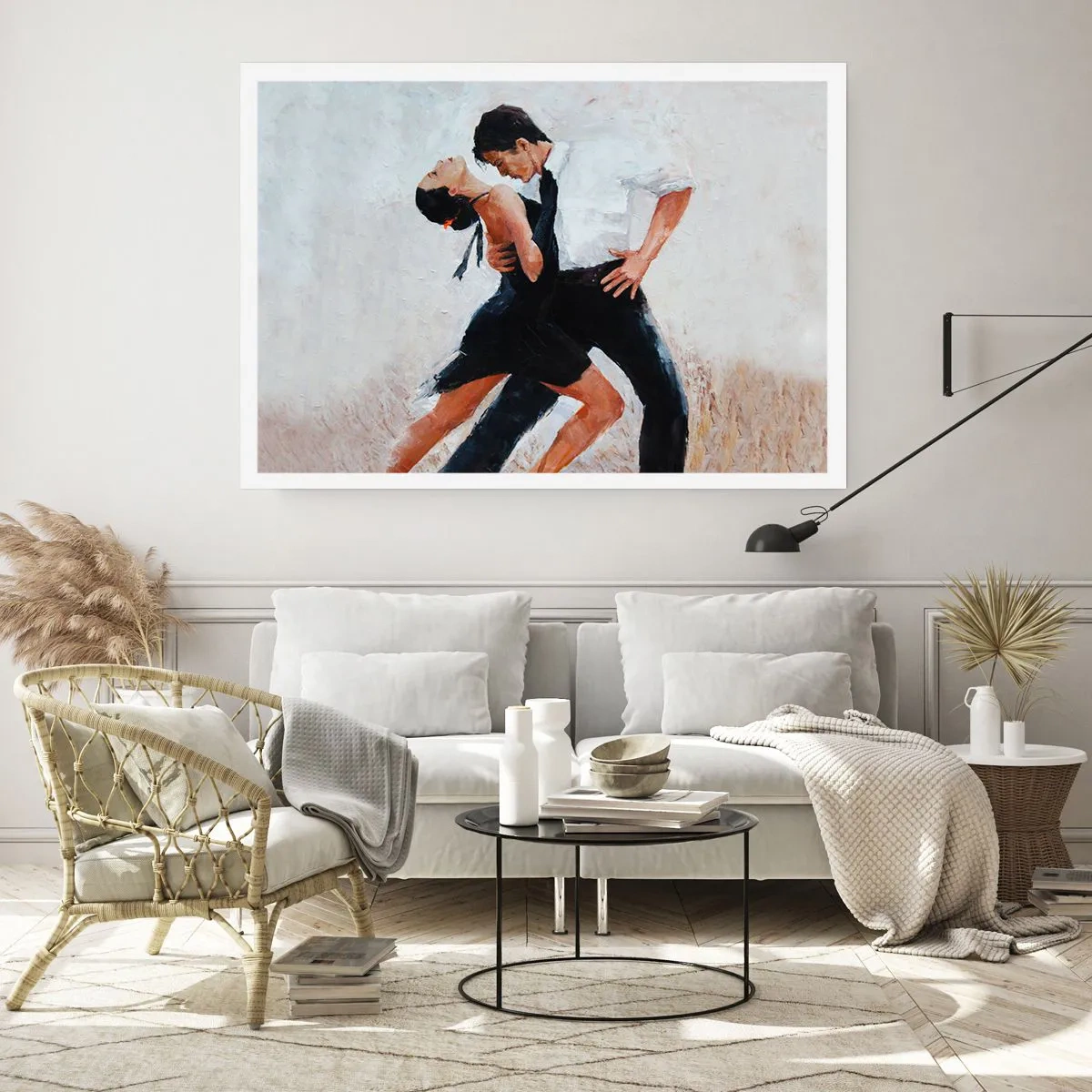 Affiche - Poster - Un couple dansant dans une photo élégante et sensuelle - 100x70cm - Tango de mes rêves et pensées - Décoration murale moderne pour le salon et la chambre ARTTOR
