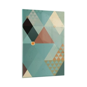 Impression sur verre - Image sur verre - Motifs géométriques dans les tons turquoise et marron - 80x120cm - Unité de la multiplicité, multiplicité de l'unité - Décoration murale moderne pour le salon et la chambre ARTTOR