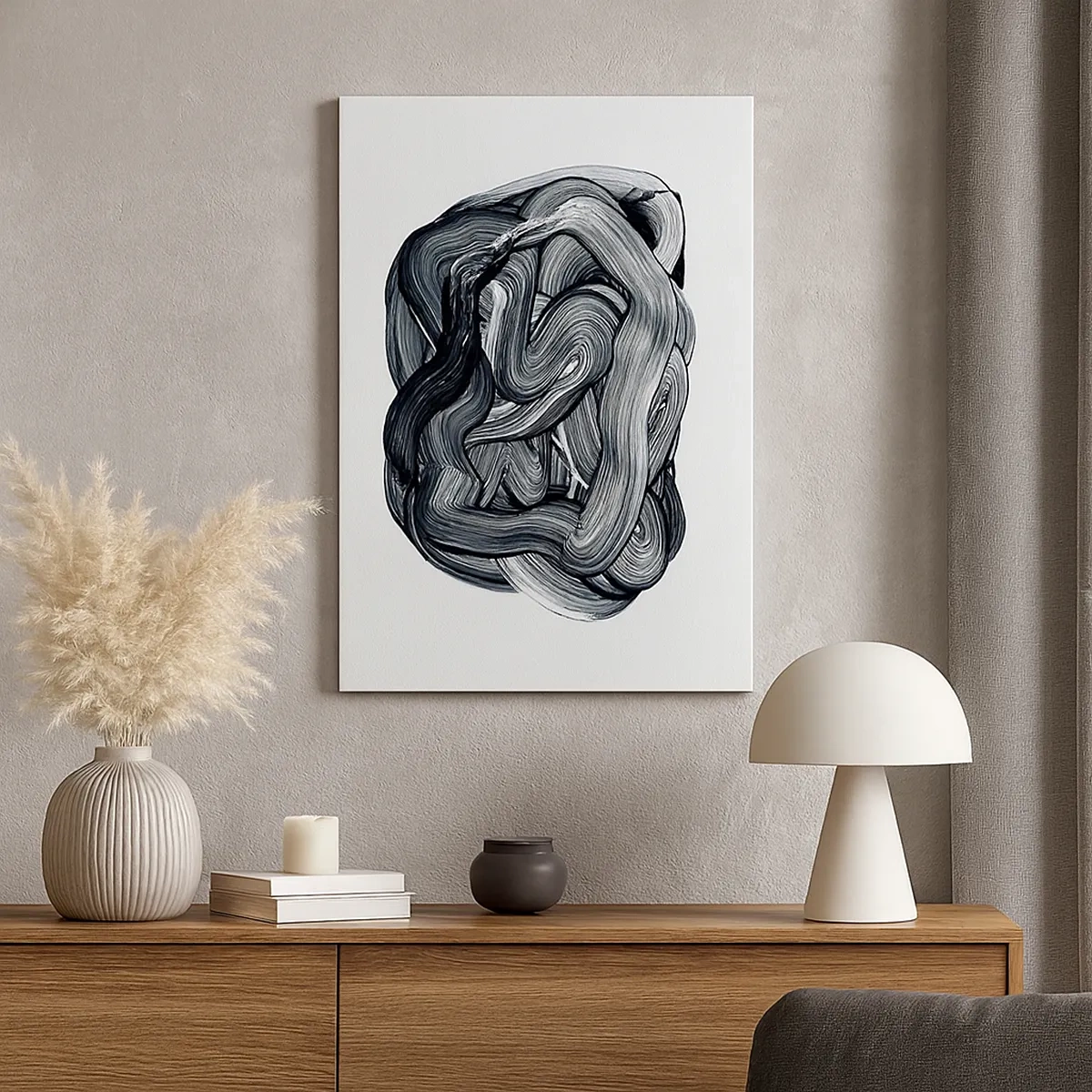 Impression sur toile - Image sur toile - Composition abstraite en nuances de gris - 50x70cm - Ce n'est pas si simple - Décoration murale moderne pour le salon et la chambre ARTTOR