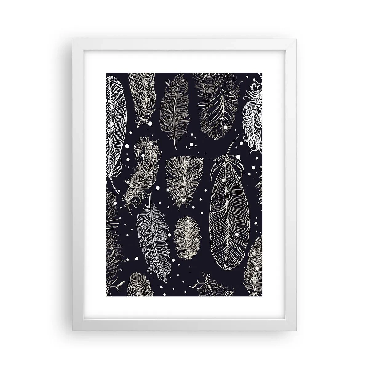 Affiche dans un cadre blanc - Poster - Toile de plumes - 30x40 cm