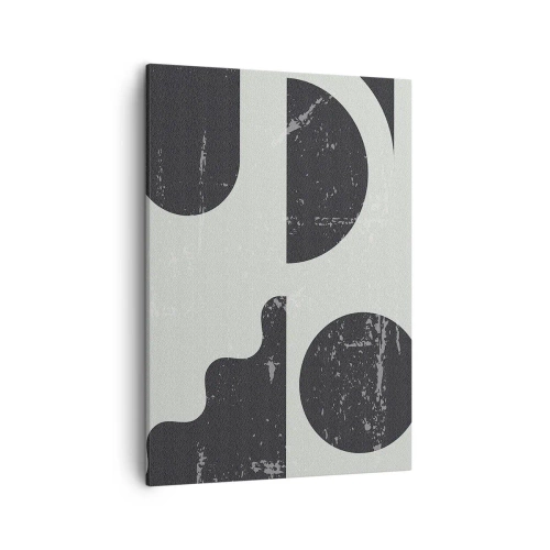 Impression sur toile - Image sur toile - Motifs géométriques dans les tons de noir et de gris - 50x70cm - Composition dessus et dessous - Décoration murale moderne pour le salon et la chambre ARTTOR