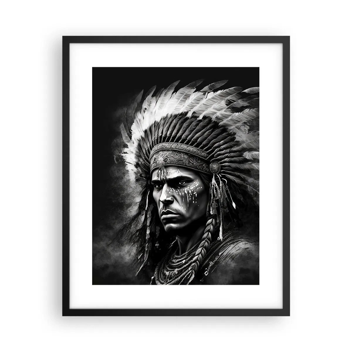 Affiche dans un cadre noir - Poster - Un leader et un guerrier - 40x50 cm