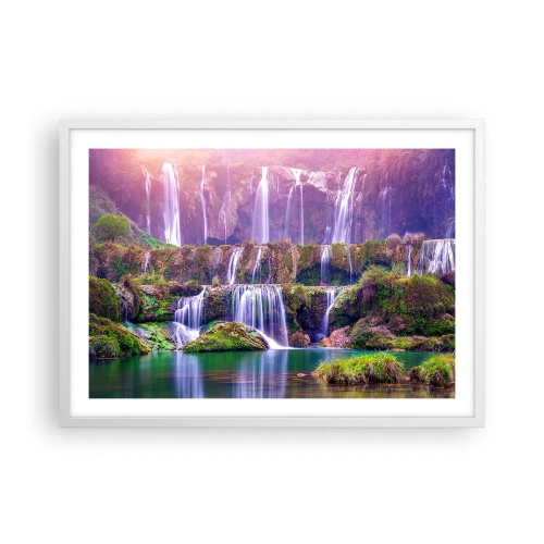 Affiche dans un cadre blanc - Poster - Escalier vers le ciel - 70x50 cm