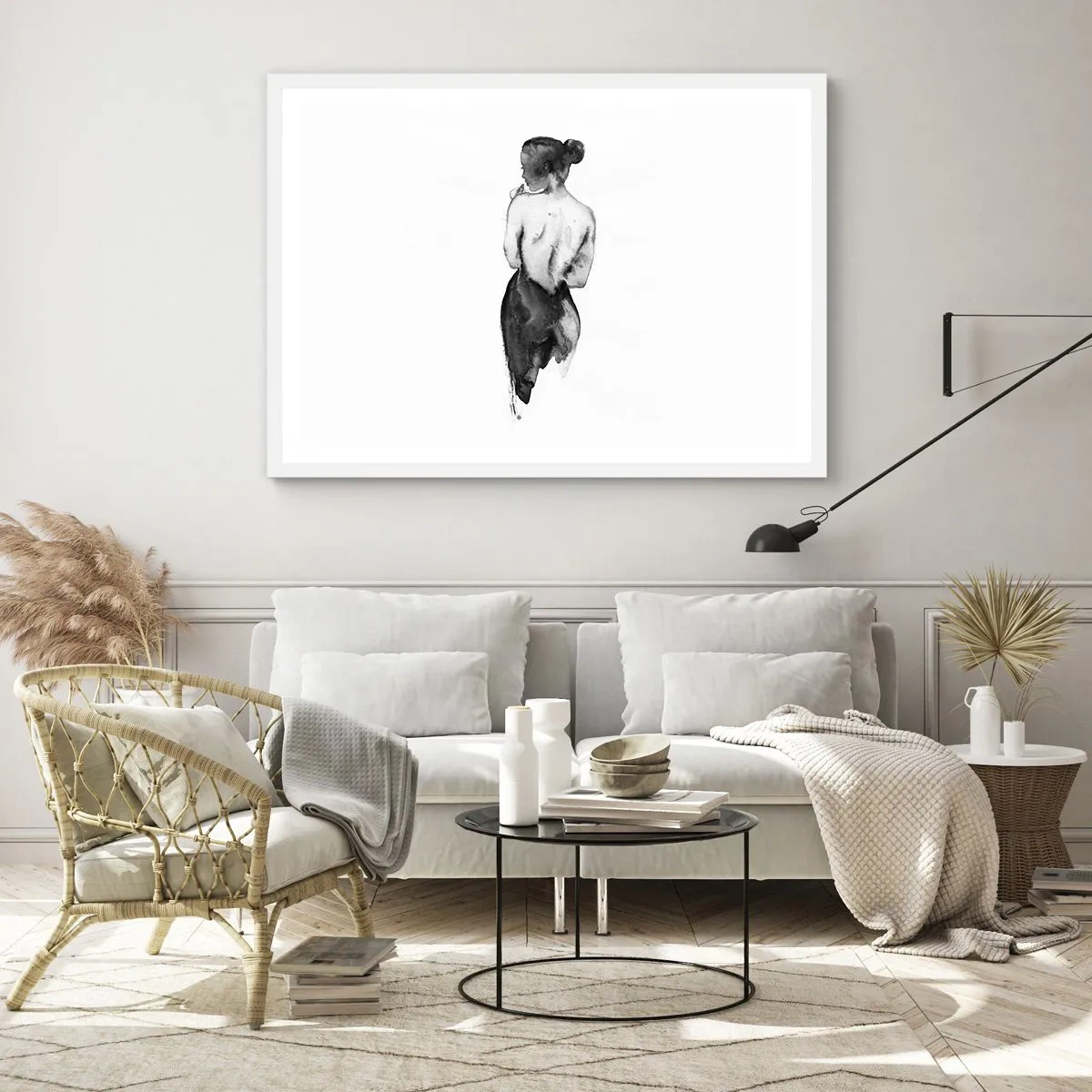 Affiche dans un cadre blanc - Poster - Auprès d'elle, le monde disparaît - 91x61 cm