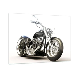 Impression sur verre - Image sur verre - Une moto chopper noire sur fond clair - 100x70cm - Force de caractère - Décoration murale moderne pour le salon et la chambre ARTTOR