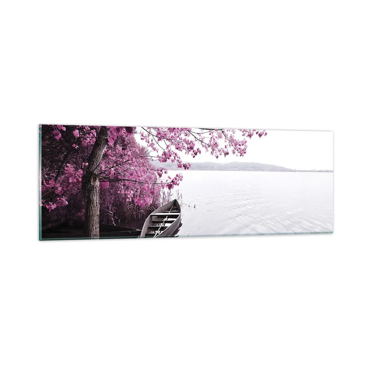 Impression sur verre - Image sur verre - Dans un silence rose - 90x30 cm