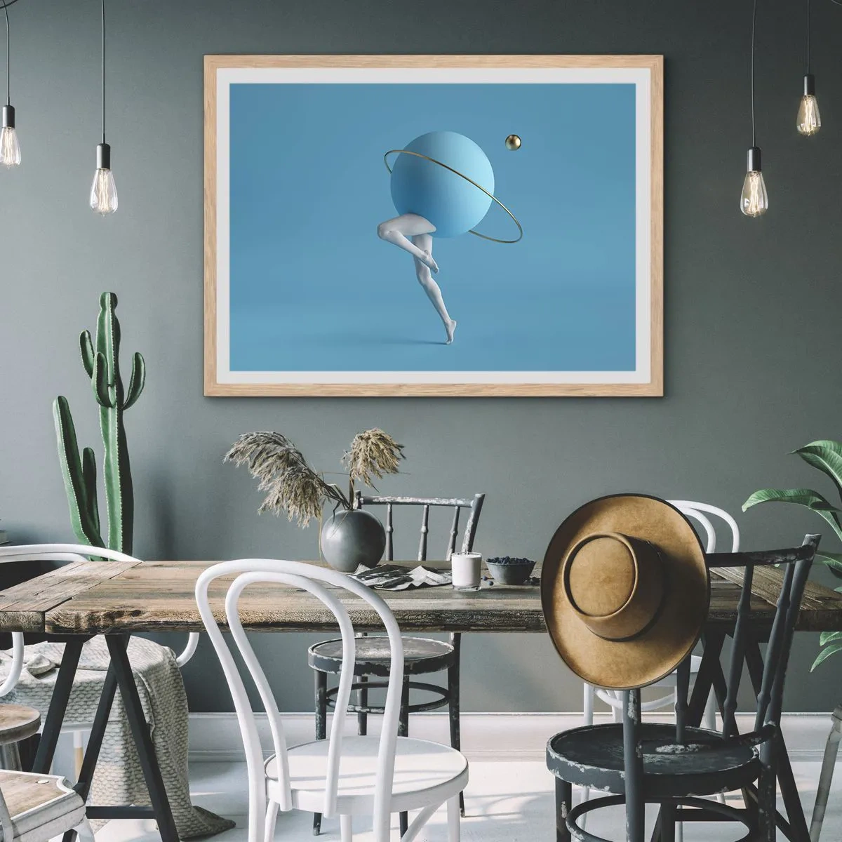 Affiche dans un chêne clair - Poster - Et les planètes deviennent folles - 91x61 cm