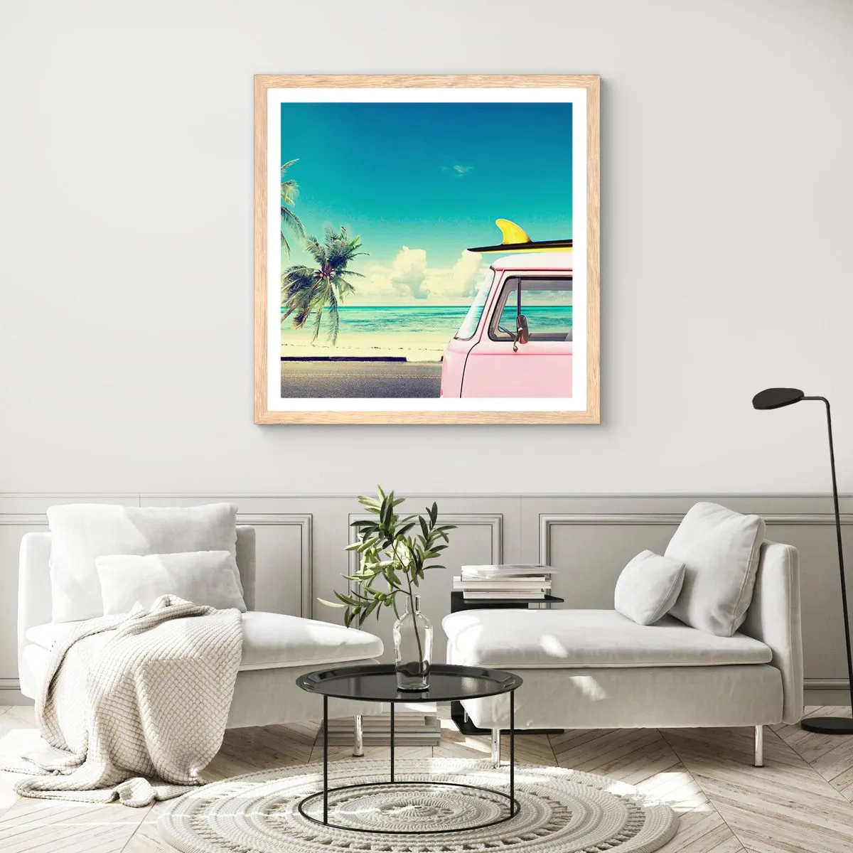 Affiche dans un chêne clair - Poster - Il est temps de commencer les vacances - 50x50 cm