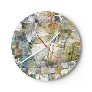 Horloge murale - Pendule murale - Une mosaïque colorée de formes géométriques abstraites - 30x30cm - Remaniement géométrique - Décoration murale moderne pour le salon, la cuisine et la chambre ARTTOR