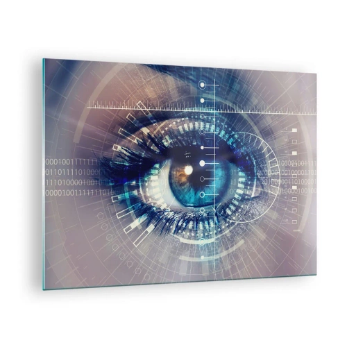 Impression sur verre - Image sur verre - Un œil numérique avec un thème futuriste de technologie et de données - 70x50cm - Tu penses que tu me connais - Décoration murale moderne pour le salon et la chambre ARTTOR