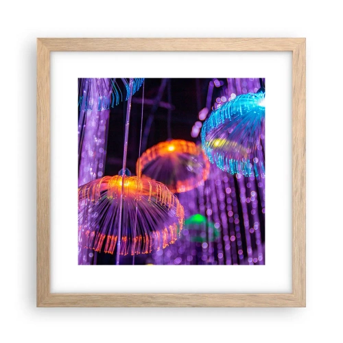 Affiche dans un chêne clair - Poster - Fontaine lumineuse - 30x30 cm