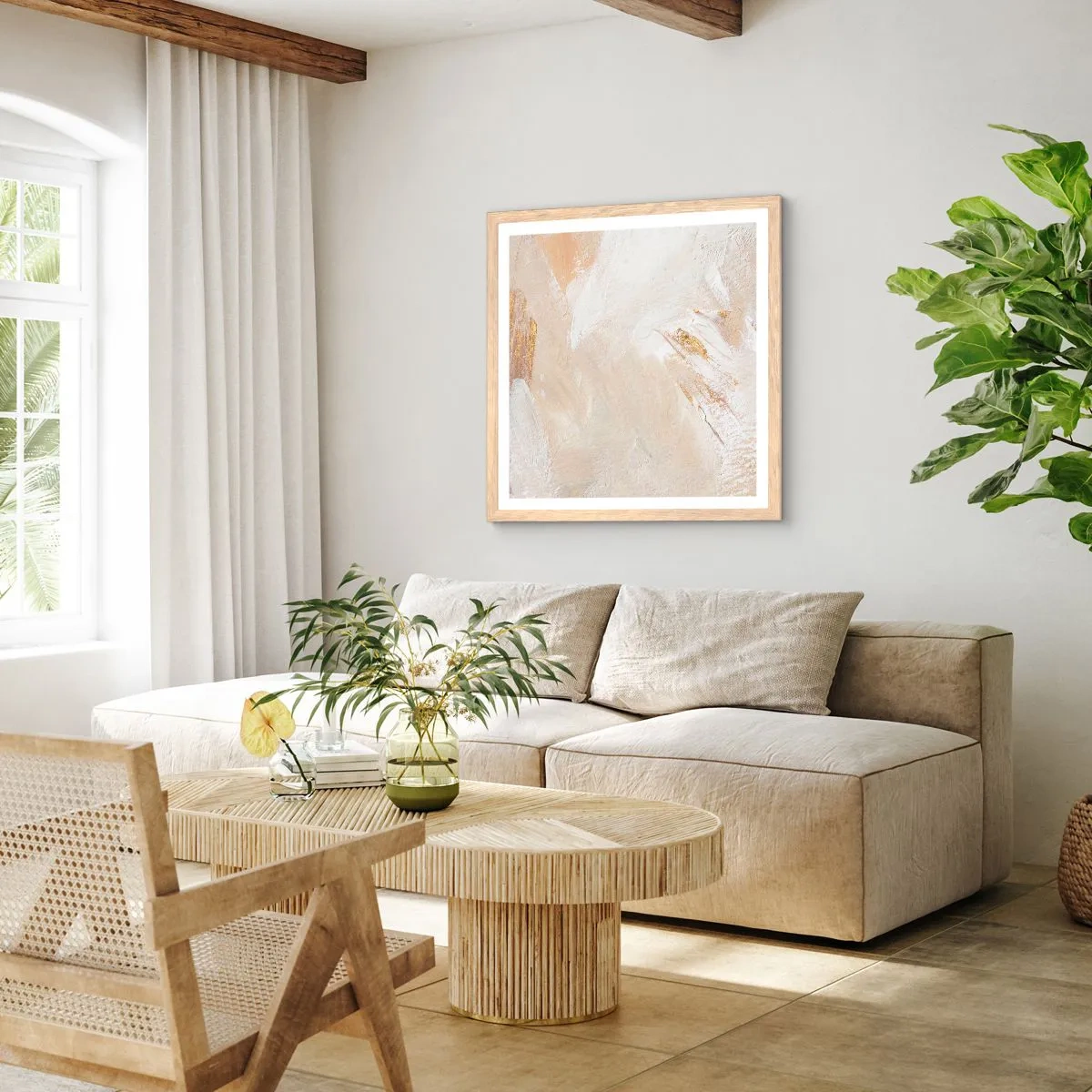 Affiche dans un chêne clair - Poster - Composition pastel - 50x50 cm