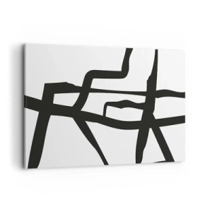 Impression sur toile - Image sur toile - Motif minimaliste noir et blanc avec des lignes géométriques - 100x70cm - Conception noir et blanc - Décoration murale moderne pour le salon et la chambre ARTTOR