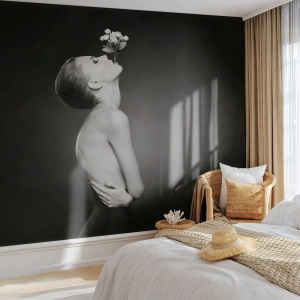 Papier Peint Photo Premium Sand - Elégance excentrique - Corps, Fleurs, Modèle - 150x105 cm