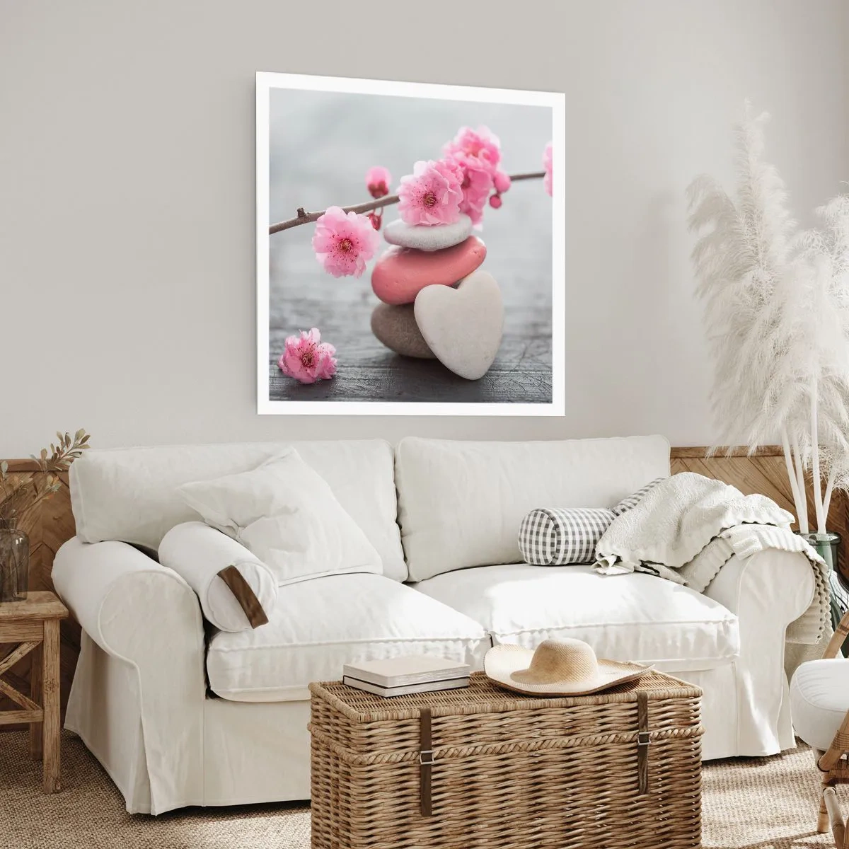 Affiche - Poster - Le bonheur avec une fleur de cerisier - 60x60 cm