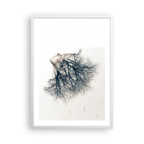 Affiche dans un cadre blanc - Poster - Écouter le murmure des arbres - 50x70 cm