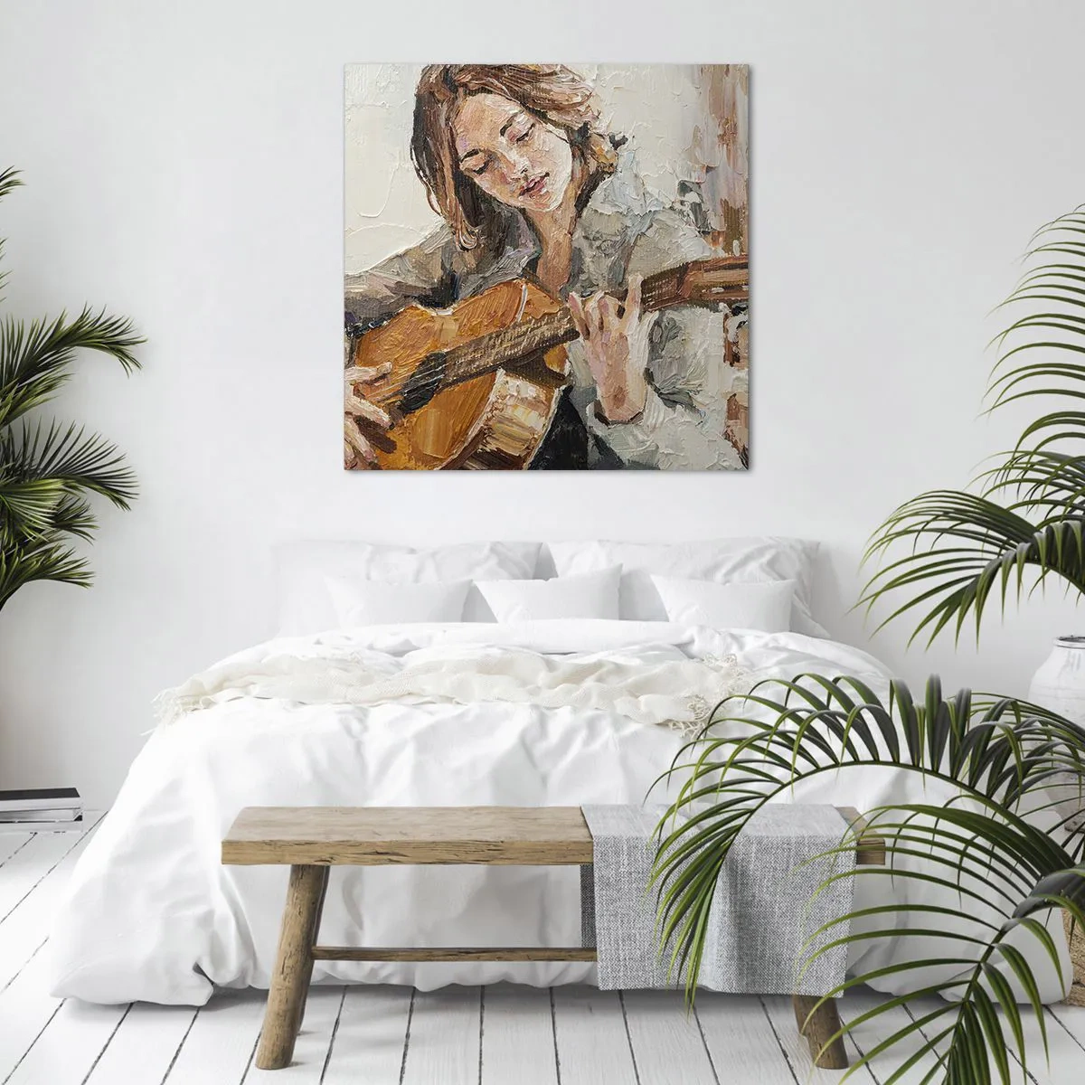 Impression sur toile - Image sur toile - Concerto pour guitare et coeur de fille - 40x40 cm