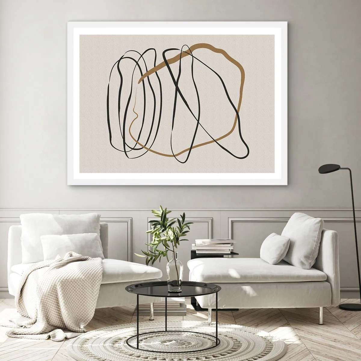 Affiche dans un cadre blanc - Poster - Composition – danse en boucle - 91x61 cm