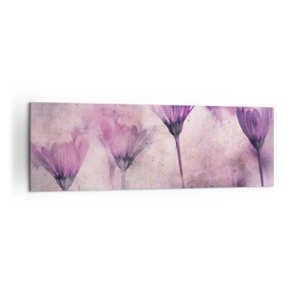 Impression sur toile - Image sur toile - Fleurs délicates dans des tons violets sur fond clair - 160x50cm - Rêve de fleurs - Décoration murale moderne pour le salon et la chambre ARTTOR