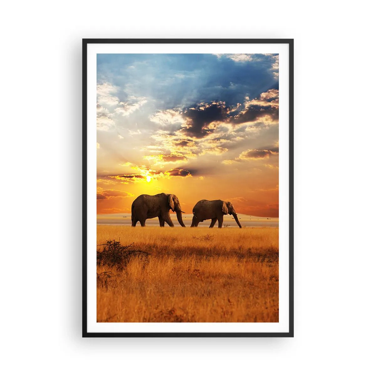 Affiche dans un cadre noir - Poster - Déambulation familliale - 70x100 cm