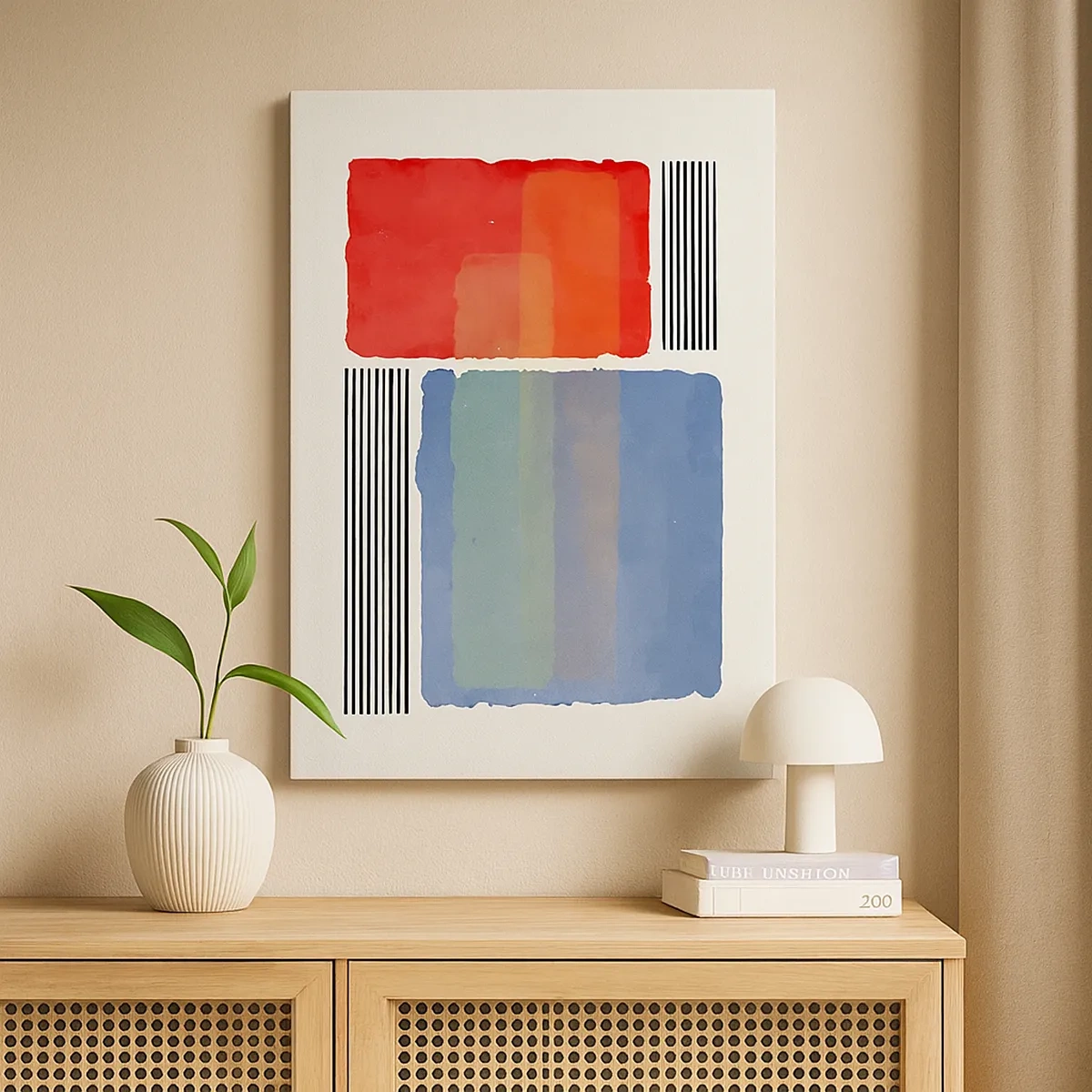 Impression sur toile - Image sur toile - Composition géométrique avec des blocs et des lignes colorés - 50x70cm - Esprit et lettre de la géométrie - Décoration murale moderne pour le salon et la chambre ARTTOR
