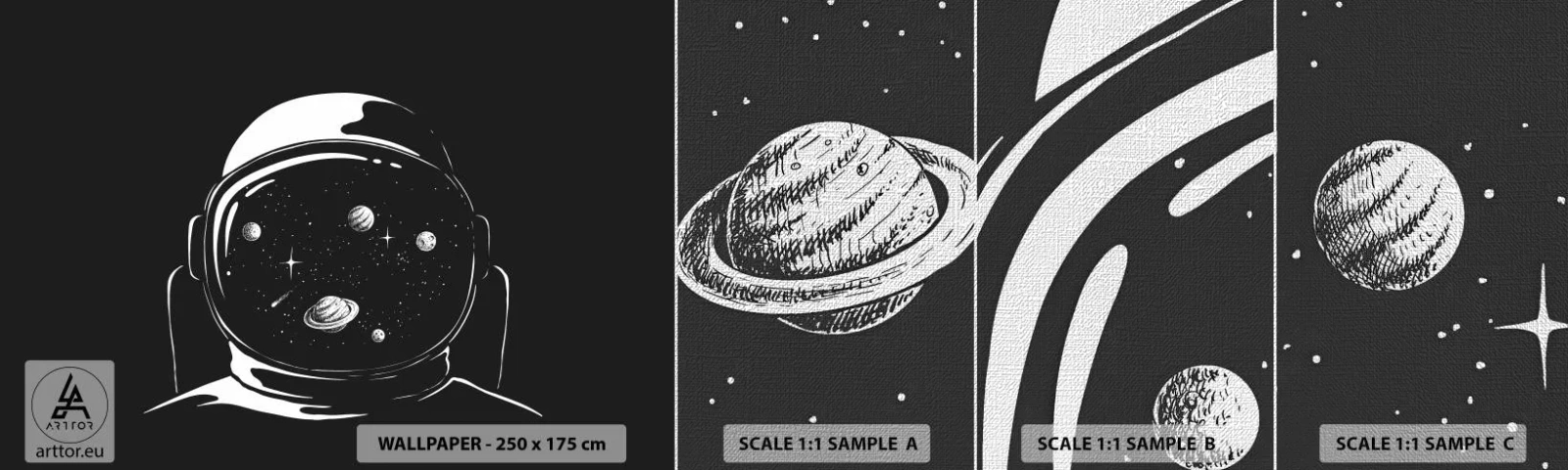 Échantillon de Papier Peint Premium Canvas - Sympa la vue - Astronaute, Cosmos, Univers - 100x30 cm