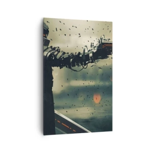 Impression sur toile - Image sur toile - Guerrier cybernétique avec des armes futuristes - 80x120cm - L'arme fatale - Votre propre Terminator - Décoration murale moderne pour le salon et la chambre ARTTOR