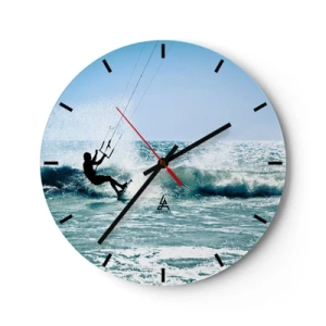 Horloge murale - Pendule murale - Kitesurfeur sur une vague lors d'une journée ensoleillée au bord de la mer - 30x30cm - On se laisse emporter - Décoration murale moderne pour le salon, la cuisine et la chambre ARTTOR
